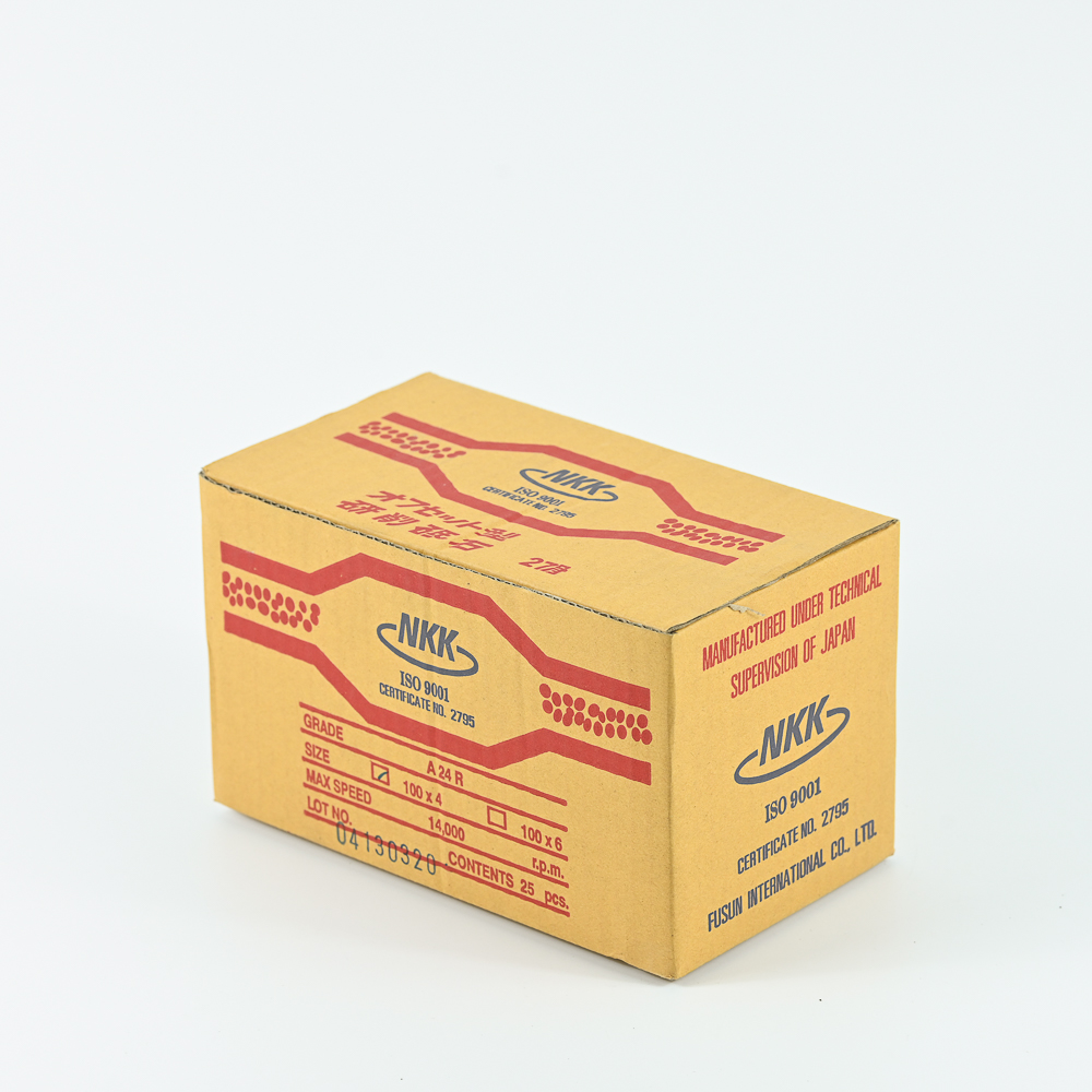 NKK แผ่นขัดเหล็กสีแดง 4นิ้วx4x16x2F {A24R] (200แผ่น/ลัง)(25แผ่น/กล่อง)