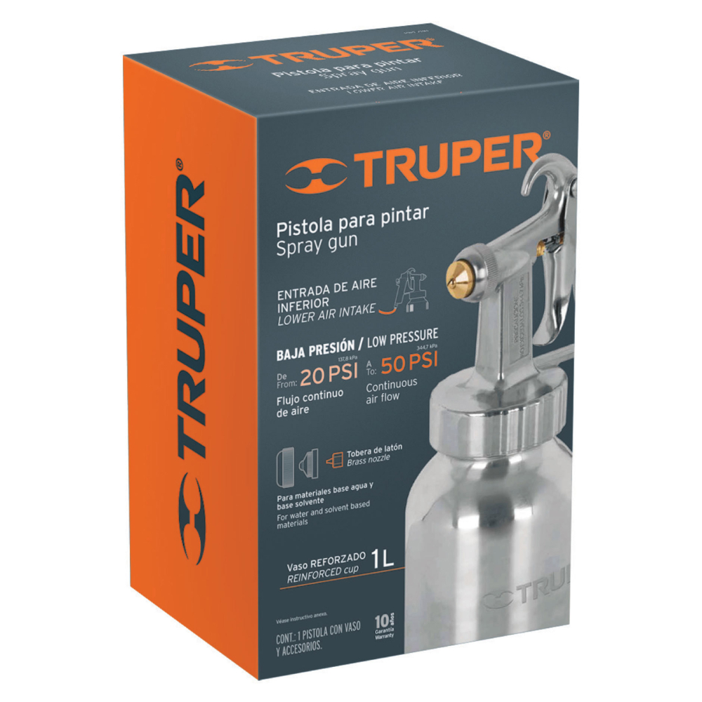 TRUPER 14037 กาพ่นสี กาล่าง แรงดันลม 20 PSI ความจุถ้วย 1 ลิตร (PIPI-200)