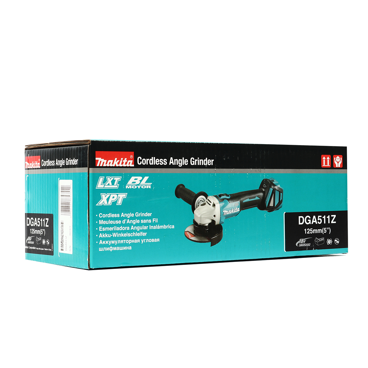 MAKITA เครื่องเจียไร้สาย 18 โวลต์ ขนาด 5 นิ้ว รุ่น DGA511Z ความเร็วรอบตัวเปล่า 3,00-8,500 รอบ/นาที ไม่รวมแบตเตอรี่และแท่นชาร์จ (มากีต้า)