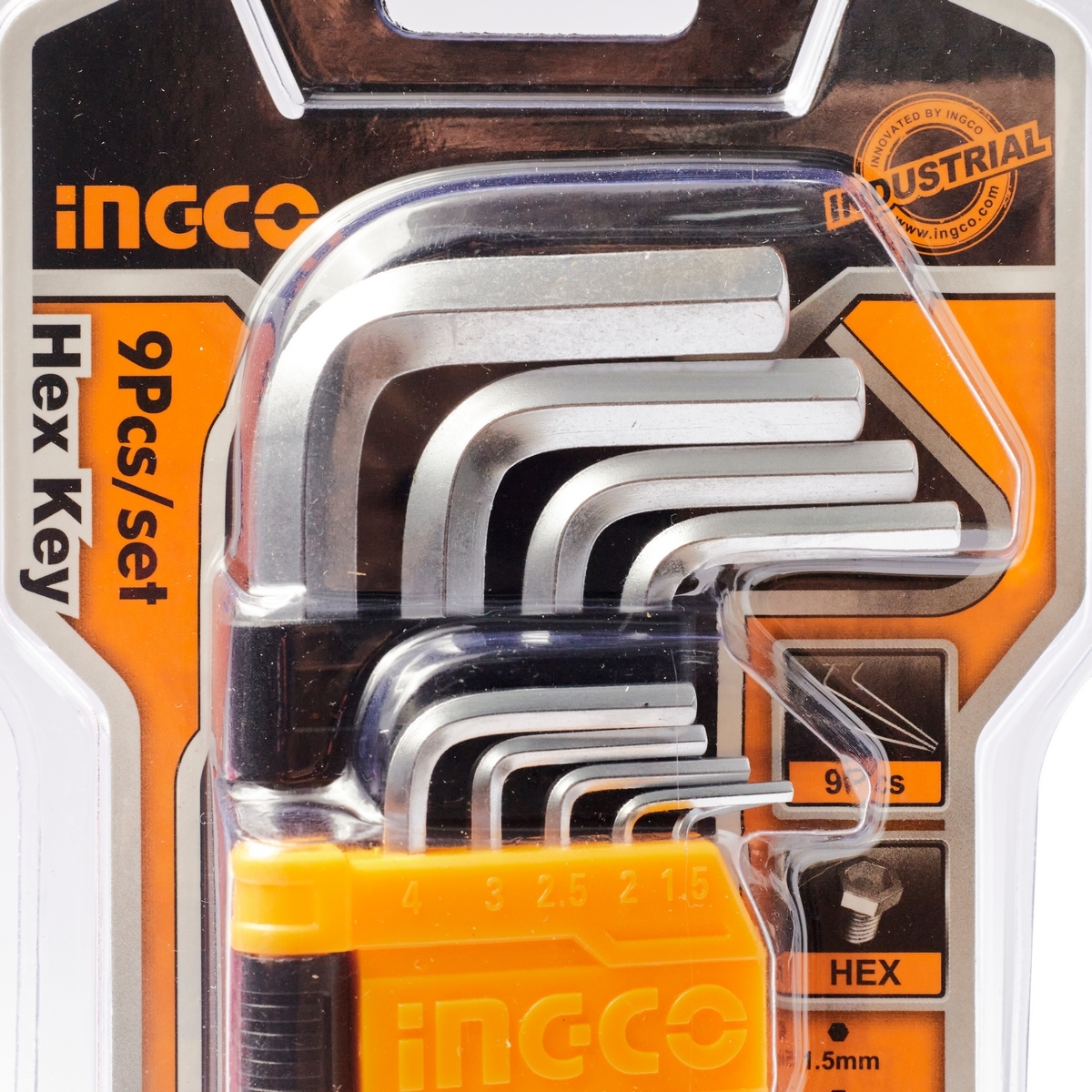 INGCO ชุดประแจแอลหกเหลี่ยม 9 ชิ้น รุ่น HHK11091 ขนาด 1.5-10 มิลลิเมตร ผลิตจากวัสดุ CR-V