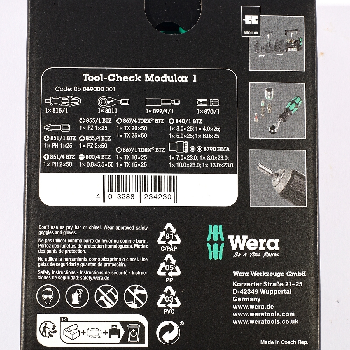 WERA ชุดไขควงและประแจ TOOLS-CHECK MODULAR รหัส 05049000001 (เวร่า)