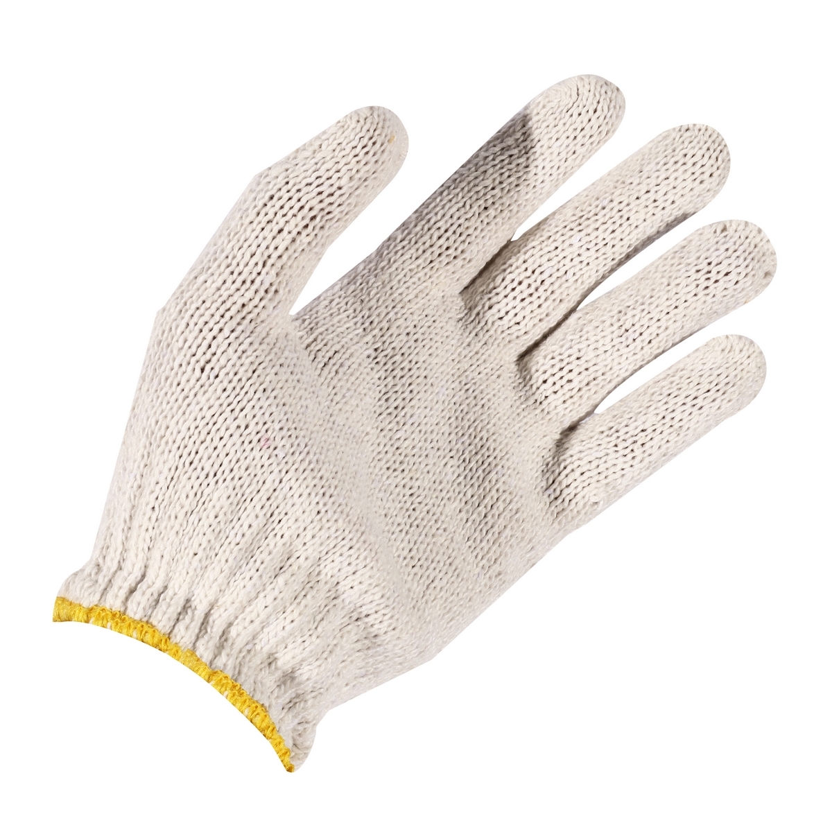 KT-N ถุงมือผ้า ถุงมือผ้าทอ ถุงมือผ้าฝ้าย สีขาว-ขอบเหลือง น้ำหนัก 600 กรัม / 6 ขีด เหมาะสำหรับใช้กับงานทั่วไป ป้องกันอาการบาดเจ็บ (บรรจุ : 1 โหล/12 คู่) (เคที-เอ็น)