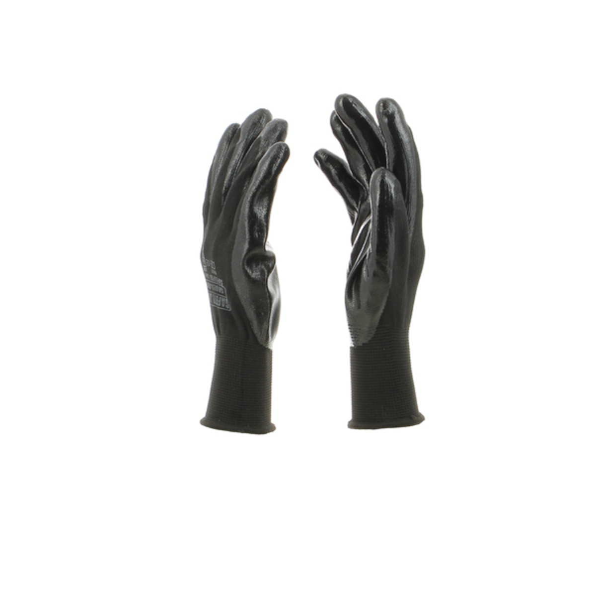 JOGGER ถุงมือเซฟตี้ ขนาด 8 ซม. สีดำ รุ่น SUPERPRO ชุบไนไตรสีดำ ระบายอากาศดี (จ็อกเกอร์)