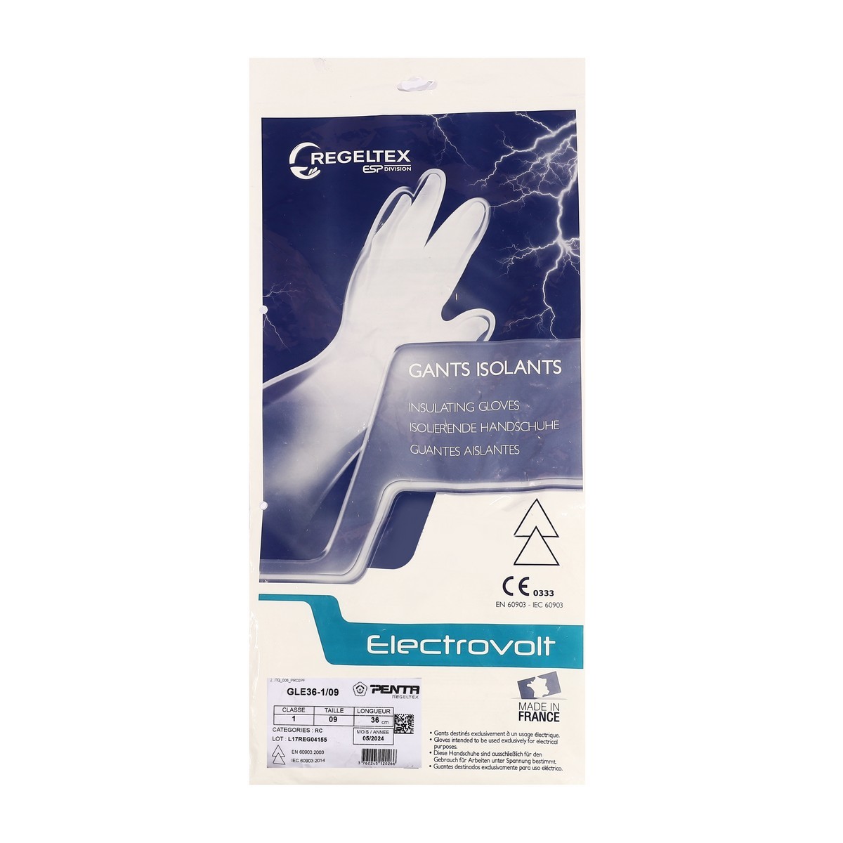 MAXSAFE REGELTEX ถุงมือยางกันไฟฟ้า รุ่น GEL10000V ป้องกันไฟฟ้าแรงสูงระดับ 00 กันกระแสไฟฟ้า 7,500 - 10,000 โวลต์ ได้รับการรับรองมาตรฐาน IEC 60903, EN 60903 (แม็กซ์เซฟ)