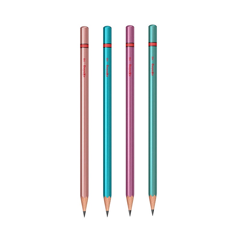 rOtring Metallic wooden pencil ดินสอไม้รอตริงเมทาลิค HB คละสี แพ็ค 4 ด้าม สีเมทาลิค