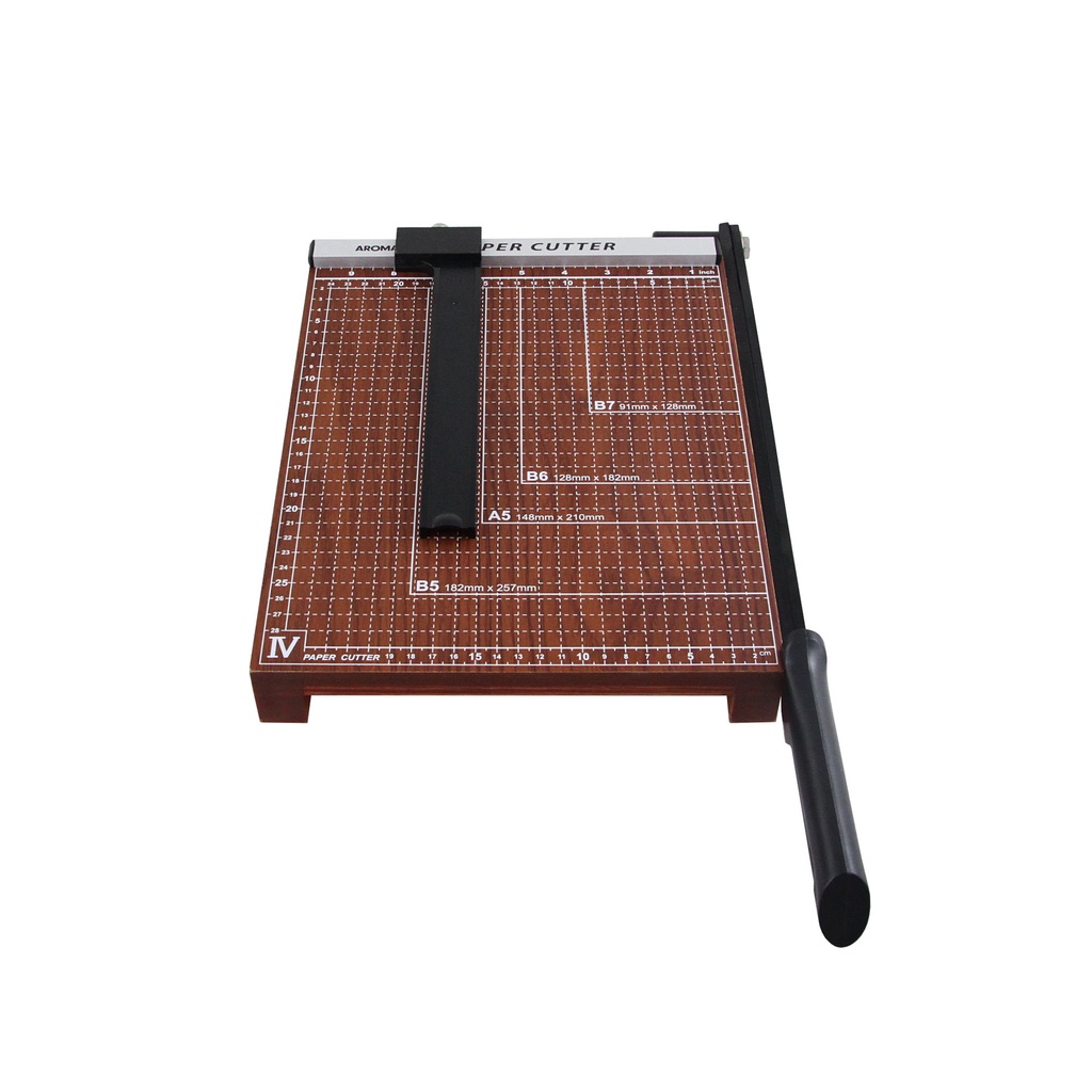 แท่นตัดกระดาษขนาด 12×10 นิ้ว ฐานไม้ AROMA 1210 ใช้ตัดกระดาษ A4 (21×29.7 ซม.)