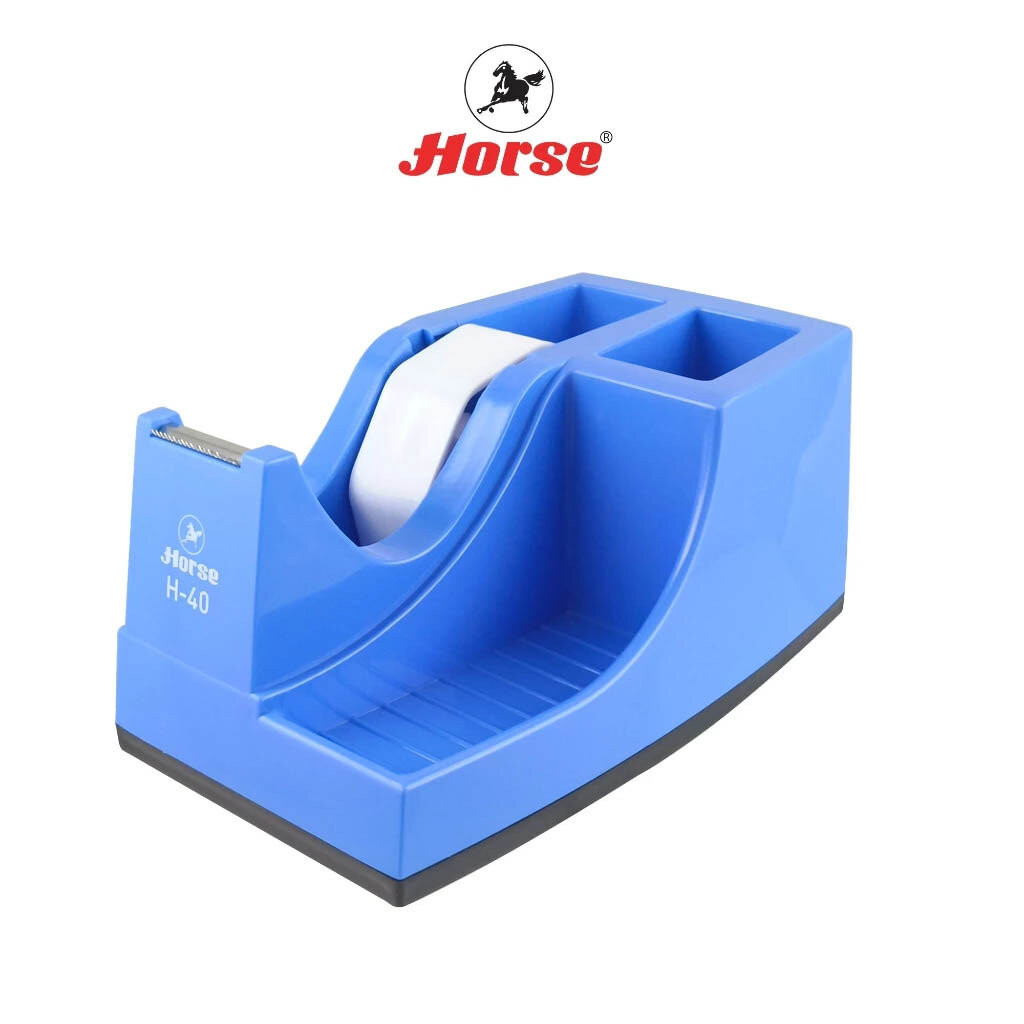 HORSE (ตราม้า) แท่นตัดเทป H-40 ตราม้า มีช่องไว้ใส่เครื่องเขียน (จำนวน 1 อัน/คละสี)
