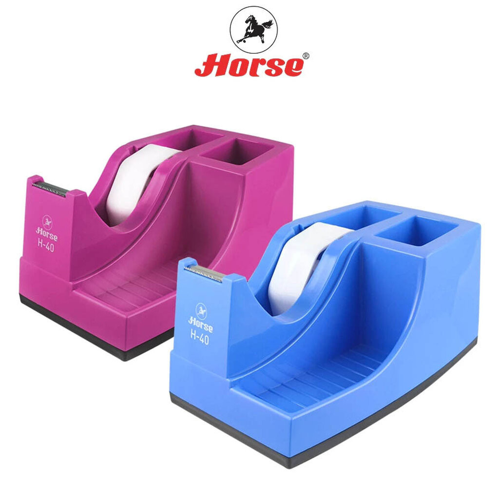 HORSE (ตราม้า) แท่นตัดเทป H-40 ตราม้า มีช่องไว้ใส่เครื่องเขียน (จำนวน 1 อัน/คละสี)