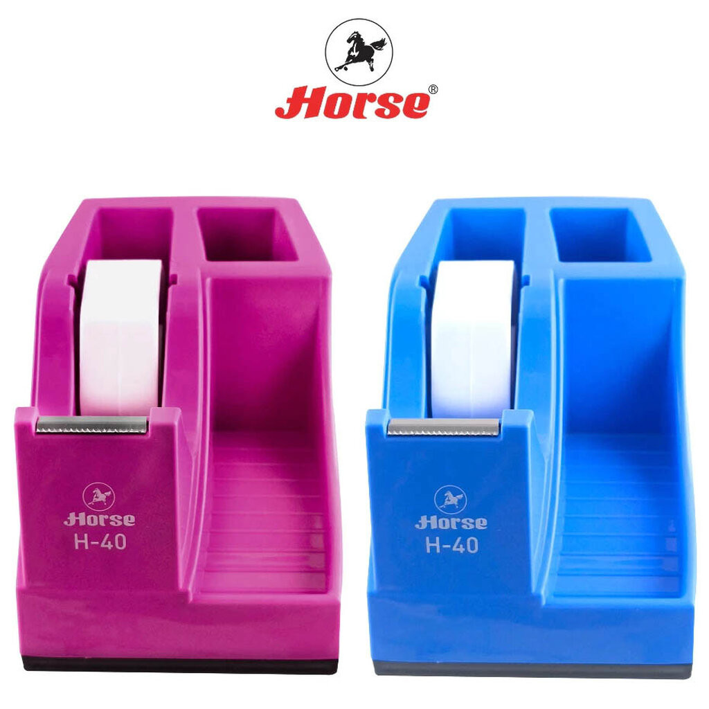 HORSE (ตราม้า) แท่นตัดเทป H-40 ตราม้า มีช่องไว้ใส่เครื่องเขียน (จำนวน 1 อัน/คละสี)
