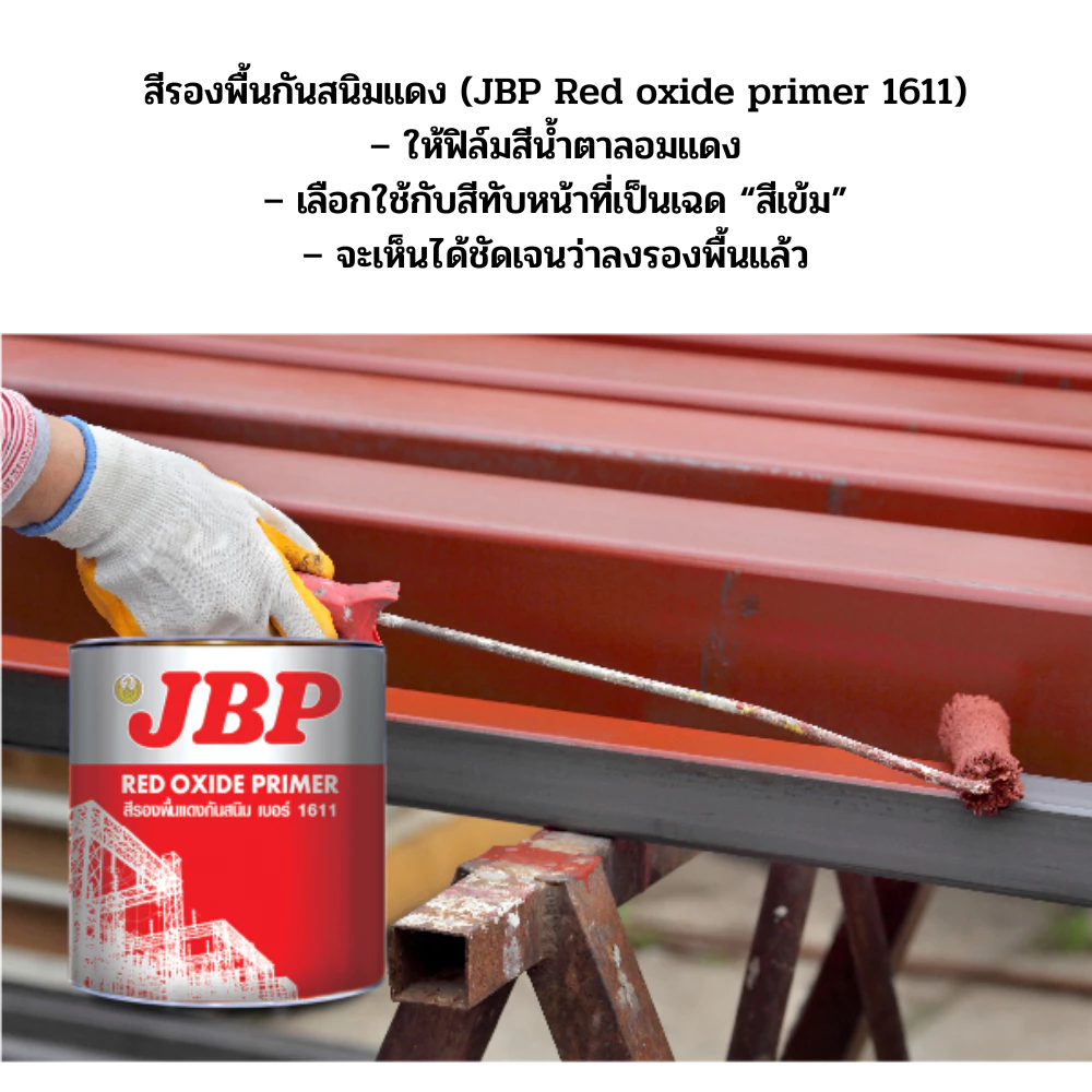 สีรองพื้นโลหะกันสนิม JBP RED OXIDE 1611 1 แกลลอน สีเเดง