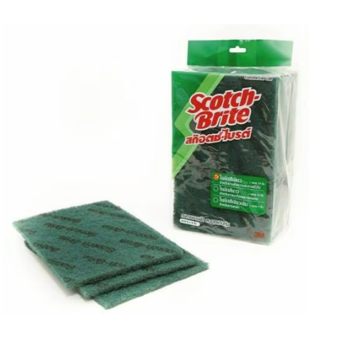 3M  สก๊อตช์-ไบรต์ แผ่นใยขัดสีเขียว 4.5 นิ้ว x 6 นิ้ว