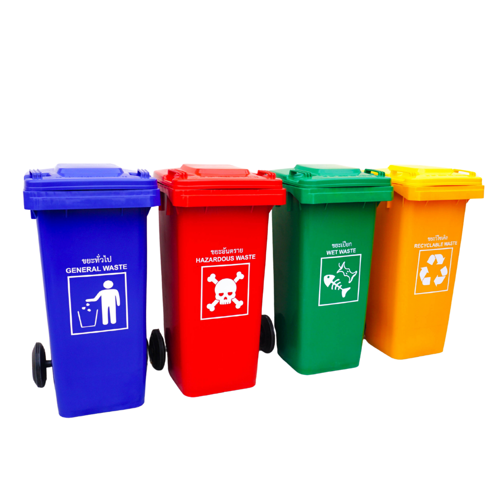 ถังขยะมีฝาปิด 120ลิตร ฝาเรียบ มีล้อ