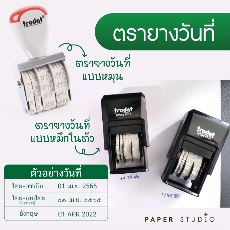 ตรายางหมึกในตัว วันที่ไทย Trodat แดง , น้ำเงิน , ดำ