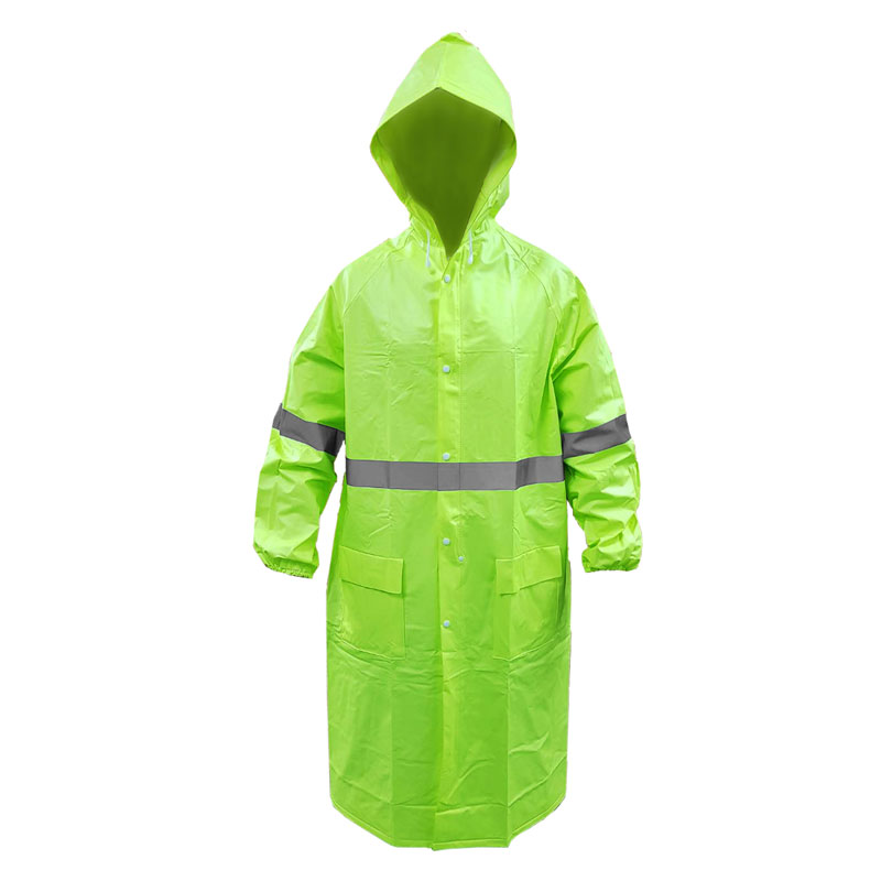 เสื้อโค้ทกันฝน สีเขียวมะนาว+แถบสะท้อนแสงแบบรีดร้อน